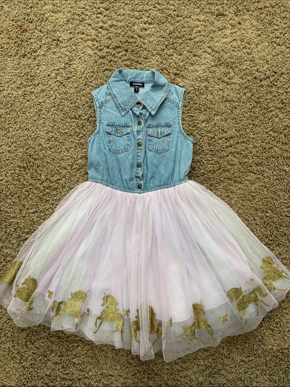 Zunie Light Blue Denim Shirt Collar Top - Picture 1 of 5